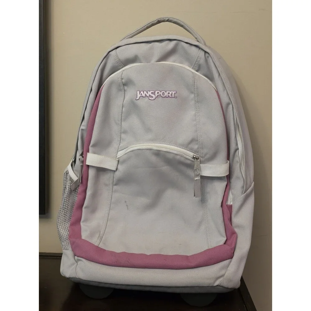 Jansport Rolling Backpack Carry On Luggage Youth Girls Gray & Pink Kids